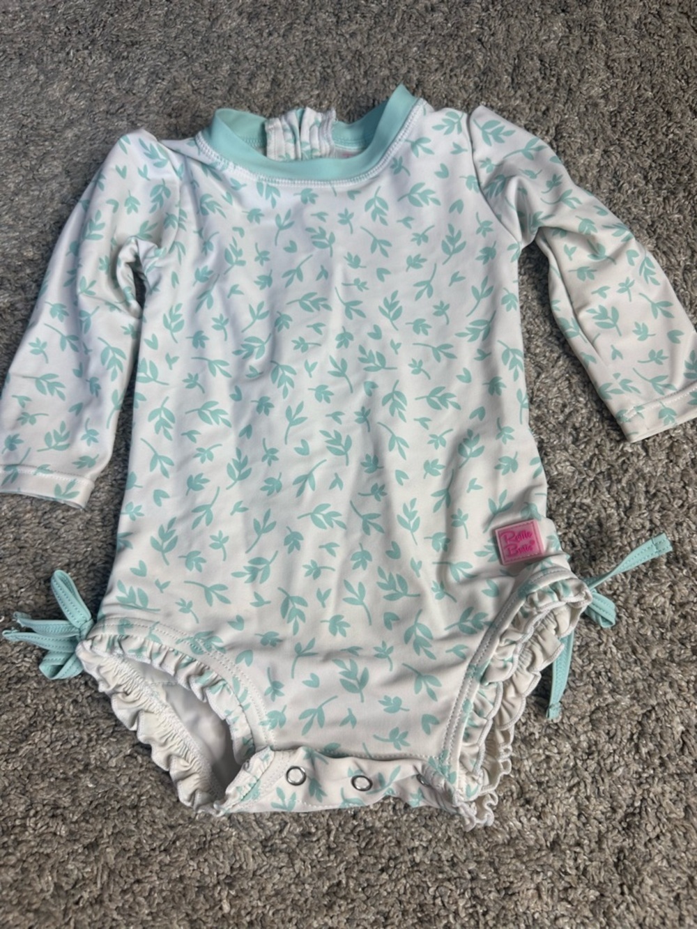 RuffleButts Whimsical Charm Long Sleeve One Piece Rash Guard swimsuit 6-12 month - Picture 2 of 6